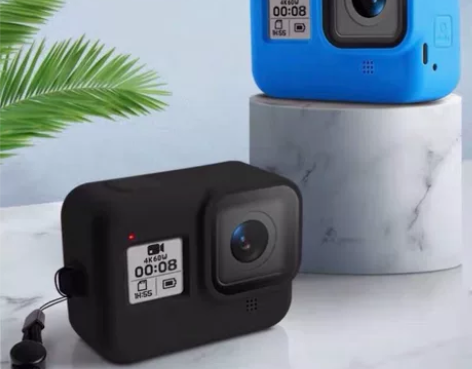 GoPro8相机保护防摔防刮硅胶套挂绳蓝黑...