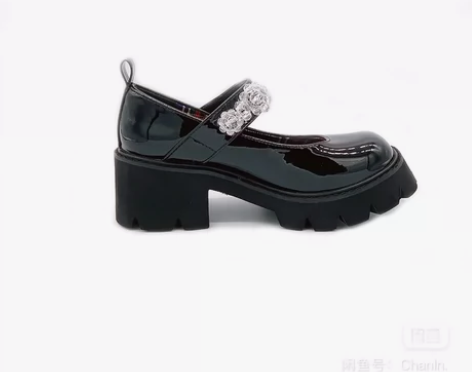 玛丽珍鞋女2021新款萝莉风软妹粗跟水晶扣...
