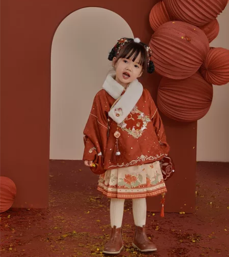 七月夕汉服 福兔贺春童装 国风原创交领加绒...