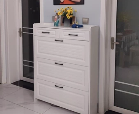 （最后10几套鞋柜）白色超薄翻斗鞋柜简易组...