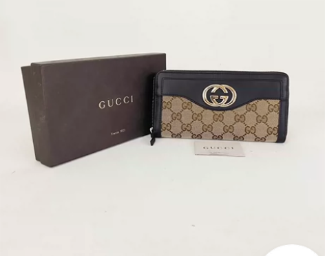 古驰/九八/双G帆布配皮长款手拿钱包 品类...