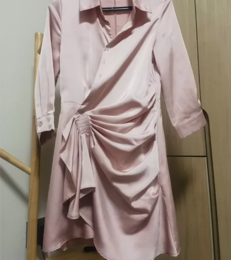 韩国chic法式缎面衬衫裙子女装冬季新款气...