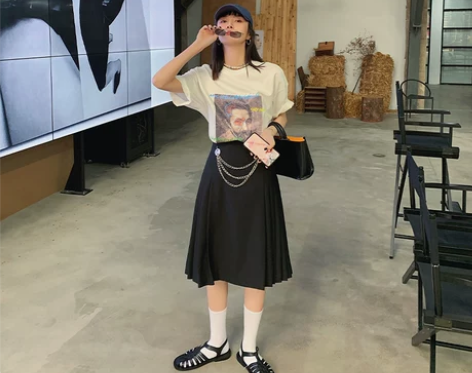 MONA 黑色短裙a字裙2020年夏季高腰...