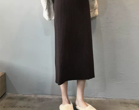 针织半身裙秋冬女中长款a字裙百搭高腰显瘦松...