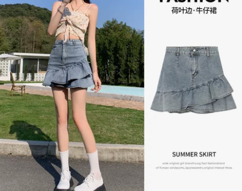 【狂暑季价】牛仔鱼尾裙女夏薄款半身裙复古高...