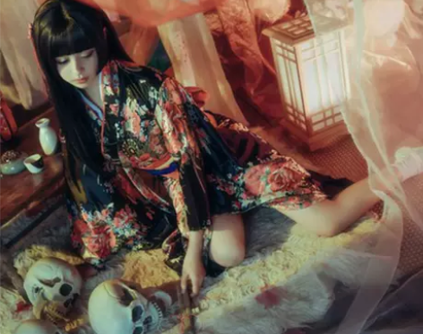 地狱少女宵伽cos服阎魔爱小爱原版振袖和服...