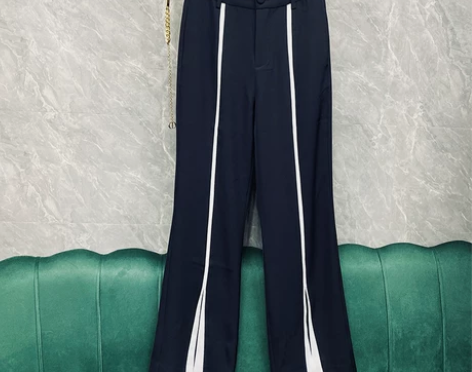 2023新款春夏女士休闲裤高腰开叉拼接显
