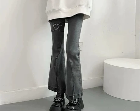 牛仔裤女春季喇叭裤复古长裤高腰显瘦阔腿裤i...