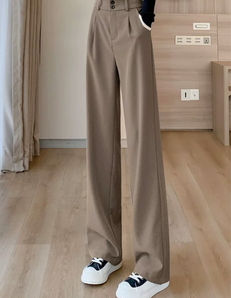 西装阔腿裤女高腰宽松2023年春季新款垂感...