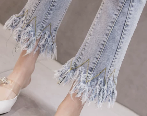 微喇牛仔裤女夏2021年新款春秋高腰显瘦矮...