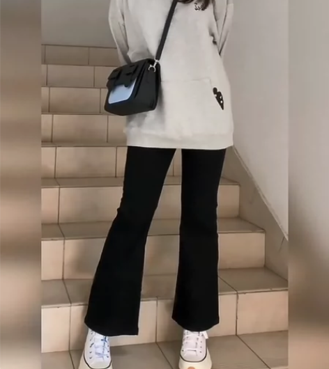 大码胖mm黑色微喇叭裤女高腰显瘦弹力小个子...