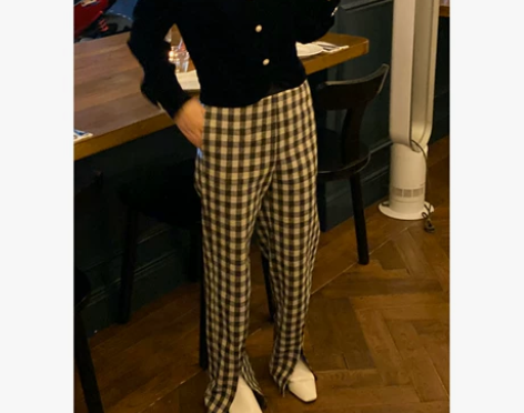 cml裤子开叉女秋季新款修身高腰黑色休闲裤...