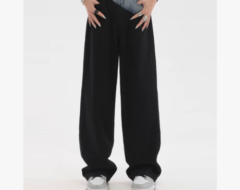 复古小众设计感牛仔裤女夏季高街撞色拼接休闲...