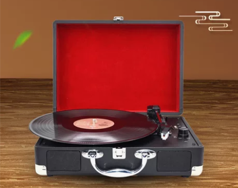 黑胶唱片机手提木质复古留声机蓝牙欧式客厅摆...