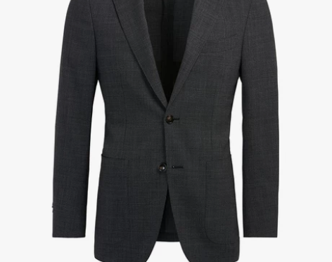 Suitsupply深灰色羊毛格纹免熨烫男...