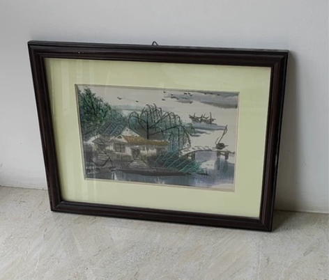 刺绣壁挂 小桥流水图案 尺寸43*34cm...
