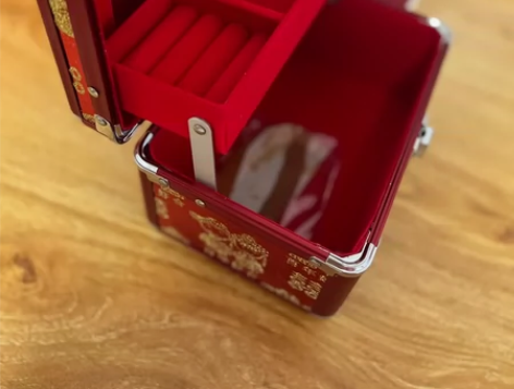 结婚镜箱新娘首饰盒陪嫁收纳盒三金彩礼金五金...