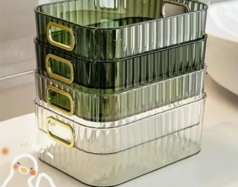 网红轻奢透明收纳盒小红书桌面杂物化妆品面膜...