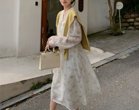 长款2023春季韩版新款Chic气质蝴蝶结...