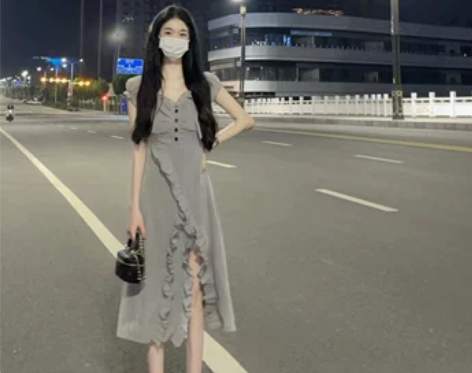 【礼遇价】今年流行漂亮法式茶歇连衣裙夏季女...