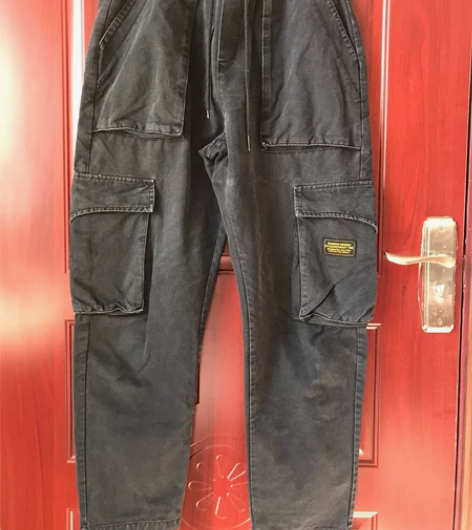 黑色工装长裤,L码,裤长97cm,腰围86...