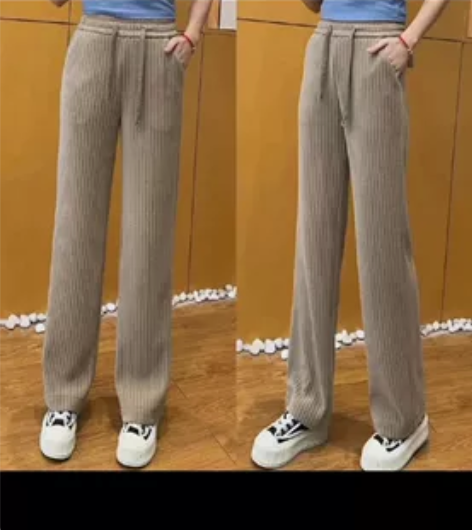 裤子女秋冬加绒加厚宽松高腰显瘦百搭阔腿裤，...