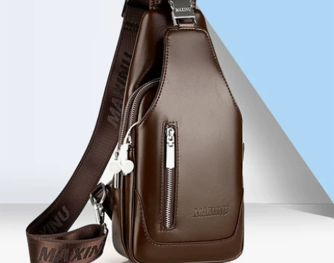 玛西奴胸包男士斜挎包真皮包包男包单肩包斜跨...