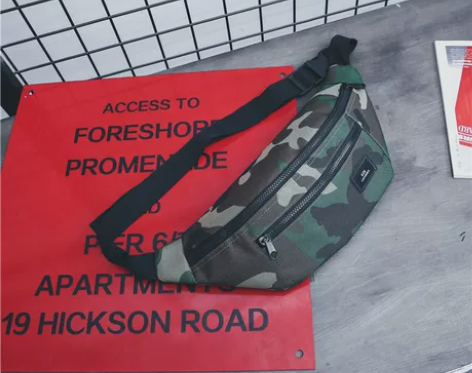 潮牌胸包手机包男嘻哈迷彩撞色多功能腰包街头...