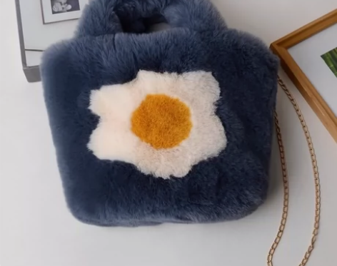 毛绒煎蛋包包毛绒包包秋冬链条包包斜挎手提包...