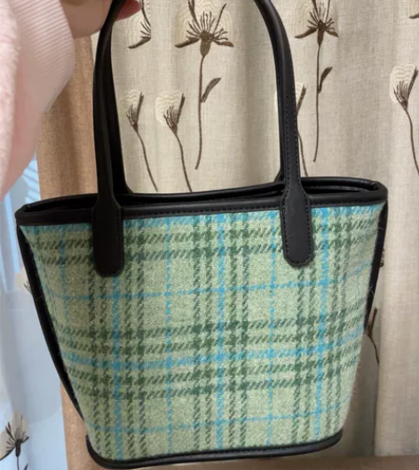 高级感格子手提包春夏新款小众设计单肩斜挎小...