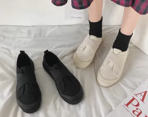 暗黑系帆布鞋女2022春秋新款山本风交叉松...