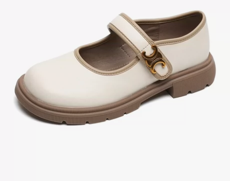 法式玛丽珍鞋女厚底春秋浅口复古小皮鞋英伦风...