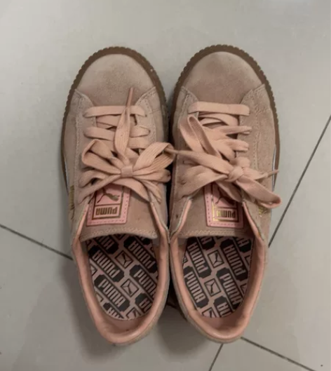 puma粉色麂皮板鞋 37码 穿过两三次 ...