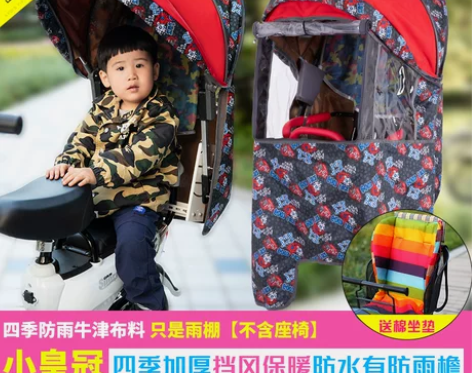 自行车儿童座椅后置雨棚电动车四季通用加大遮...