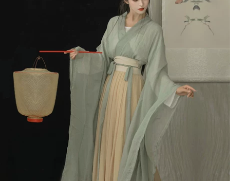 原创汉服女夏款魏晋风齐腰褶裙一片式南北朝日...