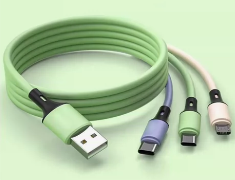 清一批三合一液态硅胶快充充电线12.99元...