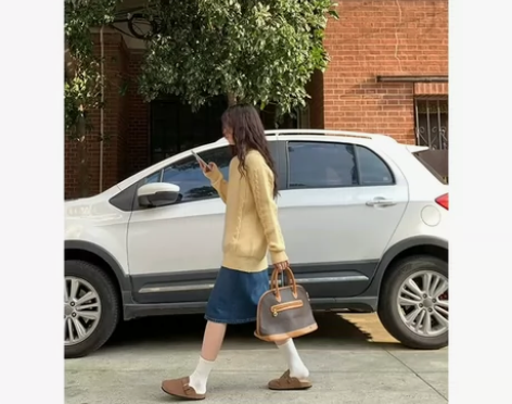 英子oni  复古高腰显瘦牛仔半身裙女 韩...