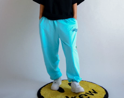 国潮裤子男原创潮牌女运动裤嘻哈街舞宽松蓝色...