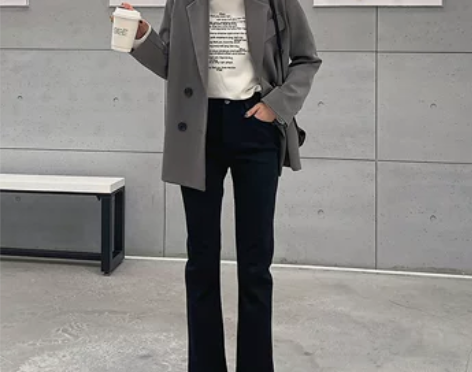 小米熊高腰开叉牛仔裤女2022年春秋新款显...