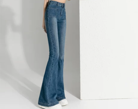 微喇牛仔裤女春秋新款高腰小个子马蹄喇叭裤子...