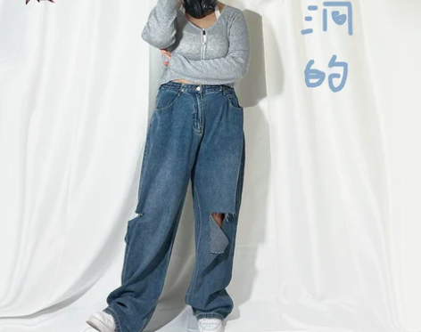 太瘦穿不了的高腰阔腿牛仔裤直筒宽松大码秋冬...