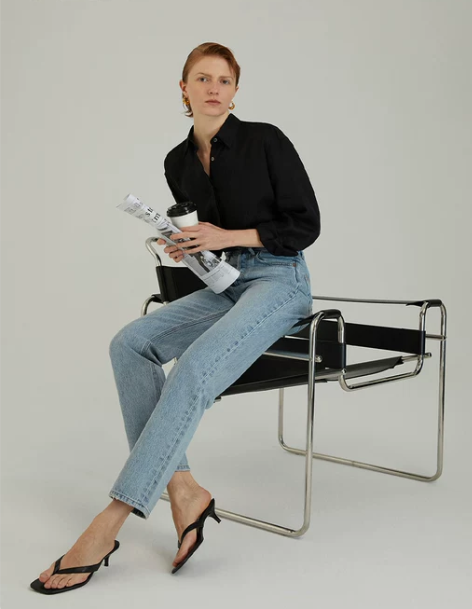 牛仔裤 牛仔长裤ZNEJeans高腰纽扣门...