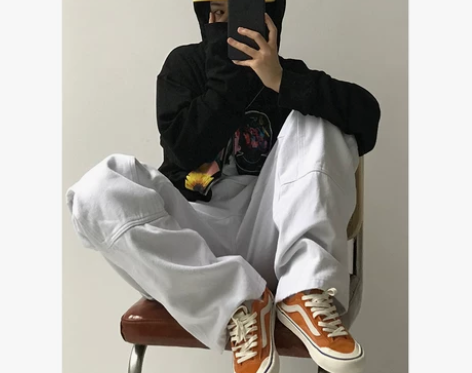 NECY白色水洗高腰直筒阔腿牛仔裤女潮流街...