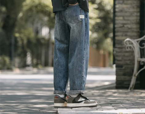 阔腿牛仔裤 牛仔长裤复古水洗直筒男2022...
