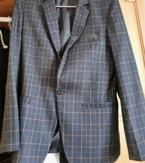 格子西服外套男2022新款商务修身职业西装...