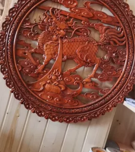 东阳木雕-新品香樟木 定制 麒麟 瑞兽 挂...