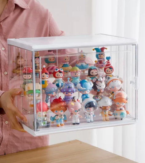 手办收纳盒大号带灯透明展示盒亚克力带门双层...