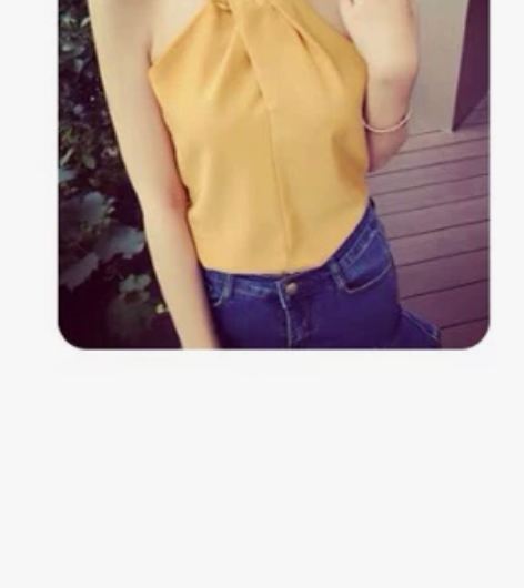挂脖吊带背心女短款 姜黄色几乎全新L¥30...