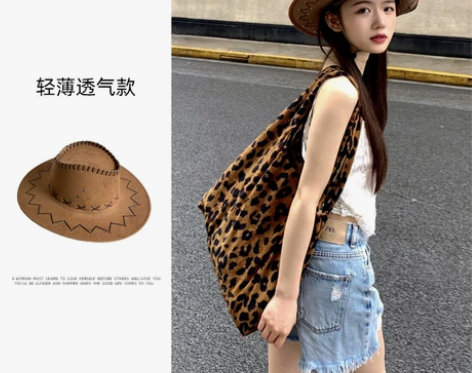 西部牛仔帽郑厦荣复古骑士帽网红礼帽轻薄透气...