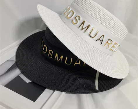 法式赫本风名媛平顶礼帽女士夏出游防晒遮阳烫...